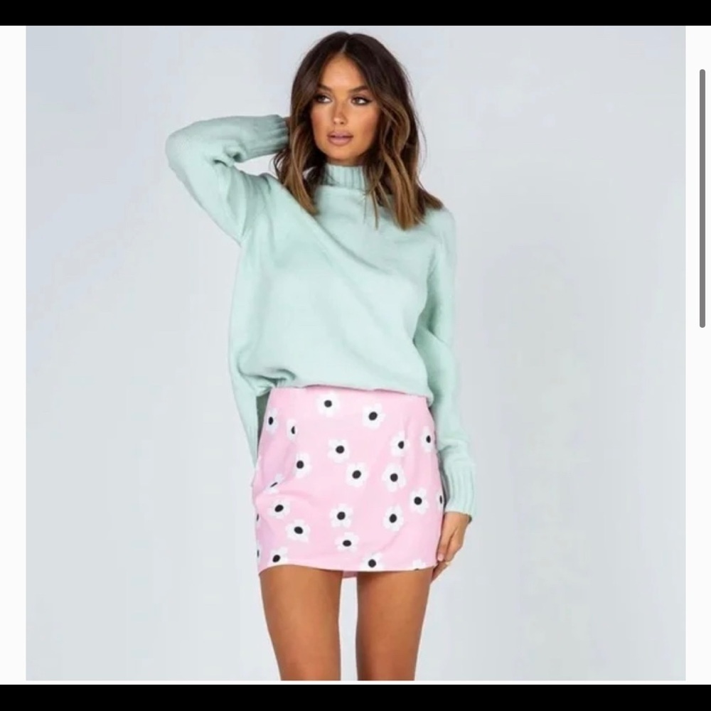 Princess Polly Stassie Mock Neck Sweater Mint Green